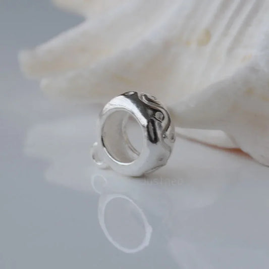 solid 925 sterling silver charm,pendant charm, rondel spacer bead charms for necklace & pendant jewelry making, 1 piece