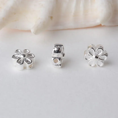 solid 925 sterling silver flower charm beads, spacer charm beads for necklace, bracelet,earring sterling silver jewelry