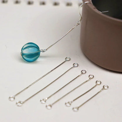 1 Pair Solid 925 Sterling Silver Earring Wire Box Chain 2-4cm for Ear Dangle Making Jewelry DIY Components