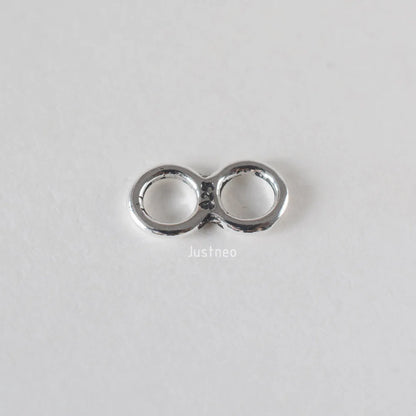 925 Sterling Silver Figure 8 Double Ring Connector Links, Oxidized Silver Double Ring Chain End Connector
