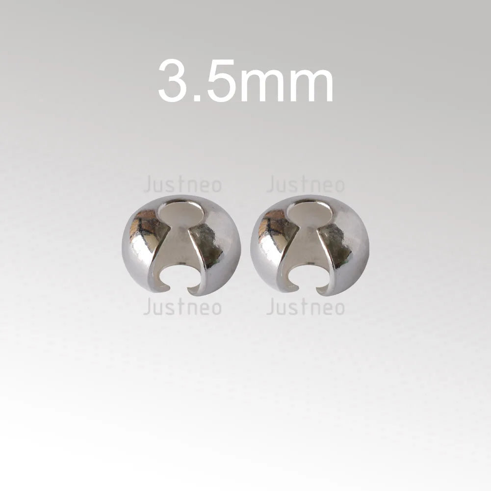 Silver Crimp Cover Bead, 925 Sterling Silver Loose Crimp Bead Knot Cover Hypoallergenic for Jewelry Making