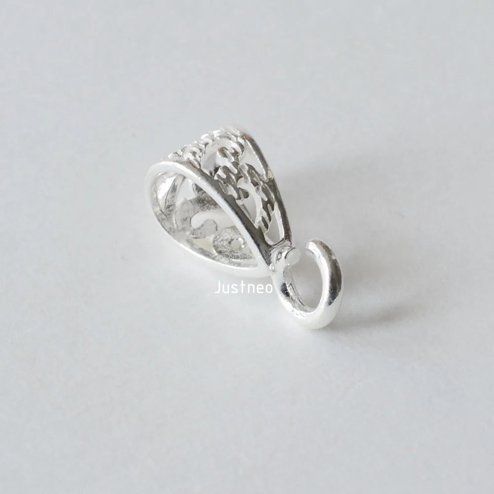 Solid .925 Sterling Silver Slider Pendant Clasp Bail Connector with open jumpring, jewelry DIY silver Accessories
