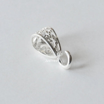 Solid .925 Sterling Silver Slider Pendant Clasp Bail Connector with open jumpring, jewelry DIY silver Accessories