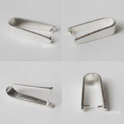 Sterling Silver Clip On Pinch in Pendant Bail Connectors Clasp Slider for Jewelry Making