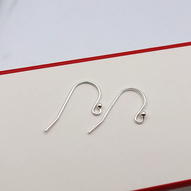 1Pair Solid 925 Sterling Silver Earring Hook 0.7*21mm with 2mm Ball DIY Components Jewelry Making Accessories Finding