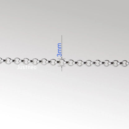 Solid 925 Sterling Silver Rollo/Rolo Chain Loose Rope Link for Jewelry Diy Components and Findings