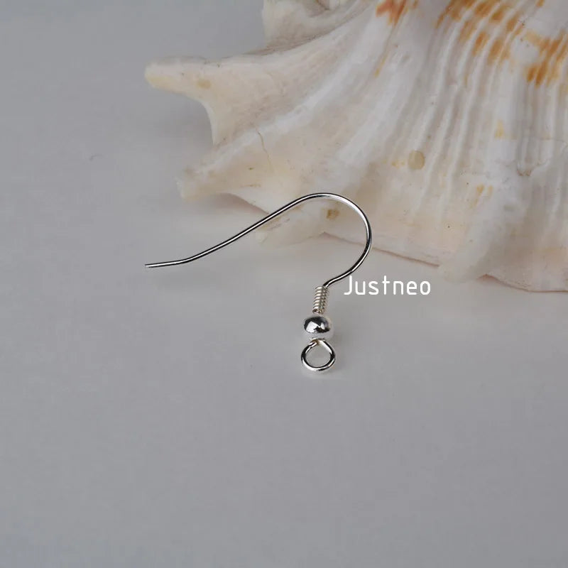 Solid 925 Sterling Silver Earring Hooks with Coil and 3 mm Ball Beads ,1pair