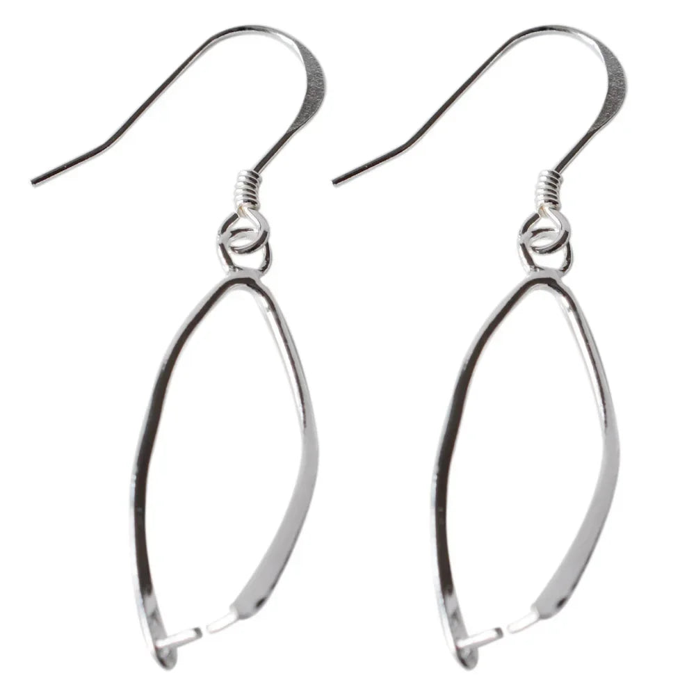 Solid .925 Sterling Silver Fish Hook Ear Wires with Pinch Bails, Silver Pendant Clasp Earring Hooks for DIY Jewelry Making