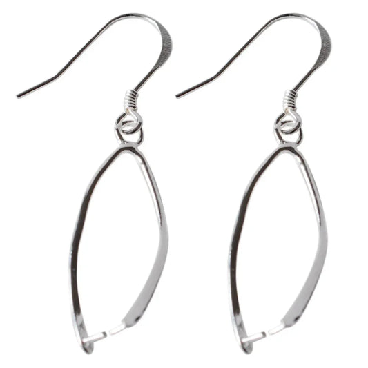 Solid .925 Sterling Silver Fish Hook Ear Wires with Pinch Bails, Silver Pendant Clasp Earring Hooks for DIY Jewelry Making