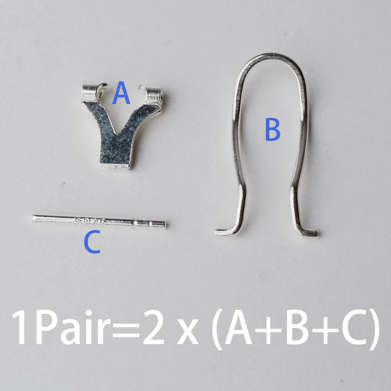 Solid 925 Sterling Silver Clip Earring Findings with Needle for Jewelry DIY Components