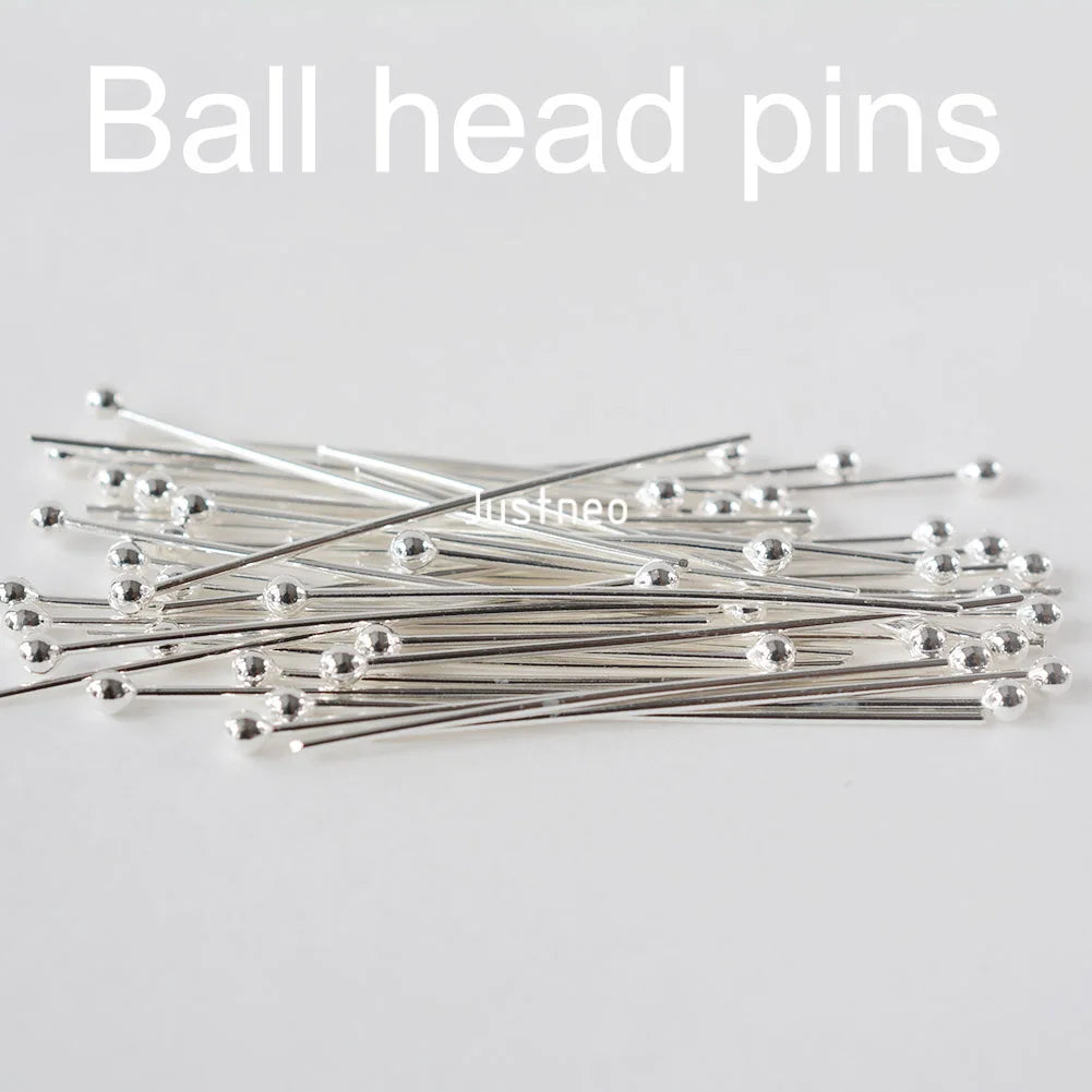 925 Sterling Silver Ball Head Pins For Jewelry Making, Silver Round Bead Head Pins, Silver Findings Head Ball Pins