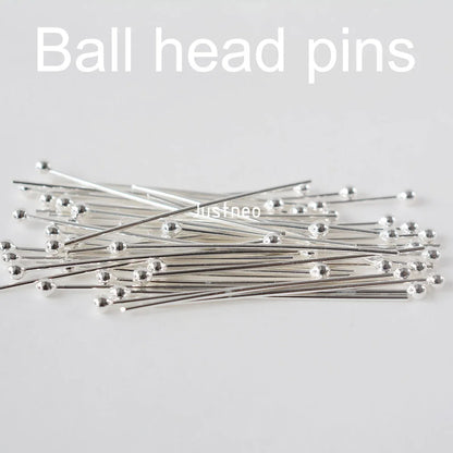 925 Sterling Silver head pins for jewelry making supplies, t needle pins