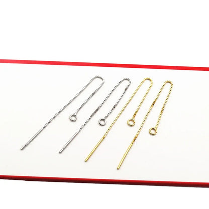 Solid 925 Sterling Silver Box Chain Earring Wire with Open Jump Ring DIY Jewelry Making Accessories Hypoallergenic 1 Pair