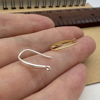1Pair Solid 925 Sterling Silver Earring Hooks with Closed Jump Ring 18K Gold Color DIY Jewelry Accessories Finding