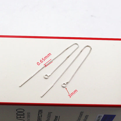 Solid 925 Sterling Silver Box Chain Earring Wire with Open Jump Ring DIY Jewelry Making Accessories Hypoallergenic 1 Pair
