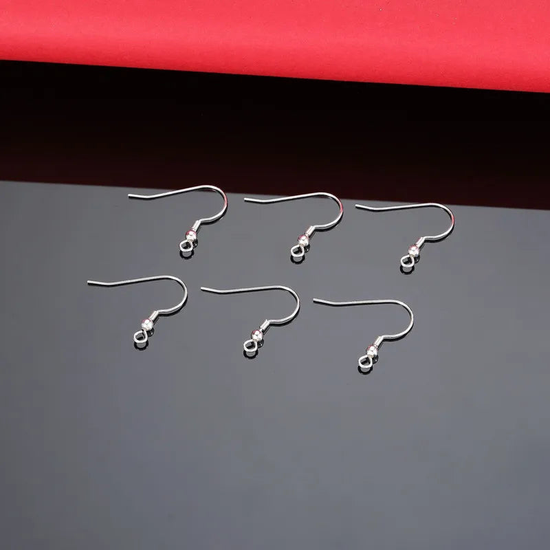 1Pair Solid 925 Sterling Silver Earring Hooks with Loop 18k Gold Color DIY Accessories Making Materials Finding