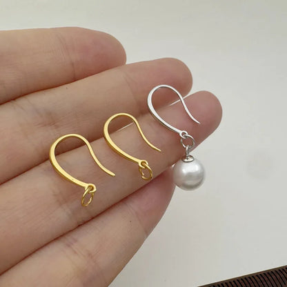 1Pair Solid 925 Sterling Silver Earring Hooks 18k Gold Color 9x14mm Simple DIY Jewelry Accessories Making Components