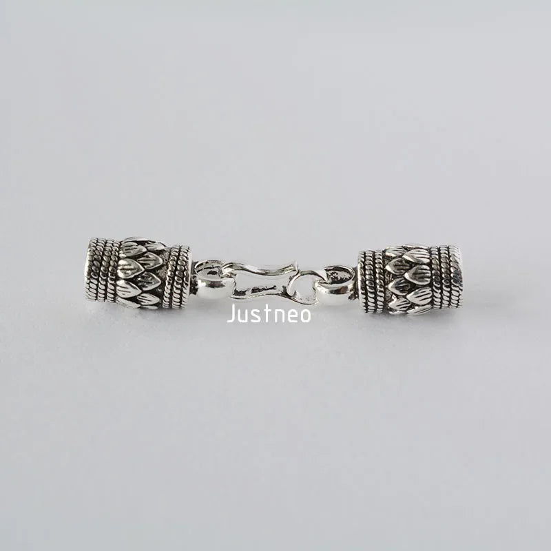 Antiqued solid 925 sterling silver S Clasp Leather Cord End Cap , Thai Silver jewelry diy findings/components  1