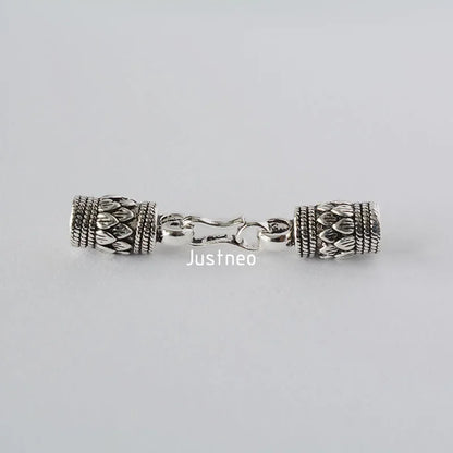 Antiqued solid 925 sterling silver S Clasp Leather Cord End Cap , Thai Silver jewelry diy findings/components  1