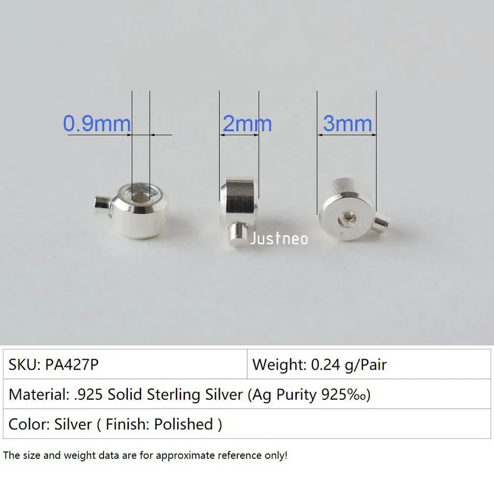 Sterling Silver Cord End Crimp Bead for jewelry making. Tube Crimp End Spacer Beads Tiny Stoppers for DIY Jewelry Craft Making