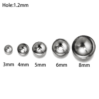 Stainless Steel Round Bead Caps, 50pcs