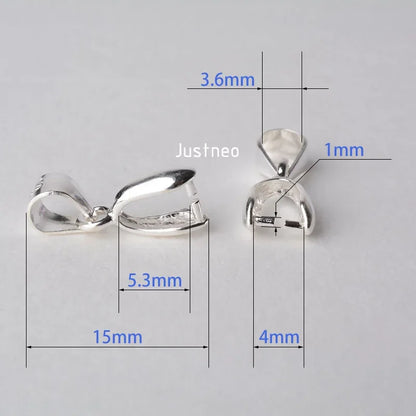 solid 925 sterling silver bail pendant clasp connector, pinch bail with ice-pick for necklace & pendant silver jewelry, L