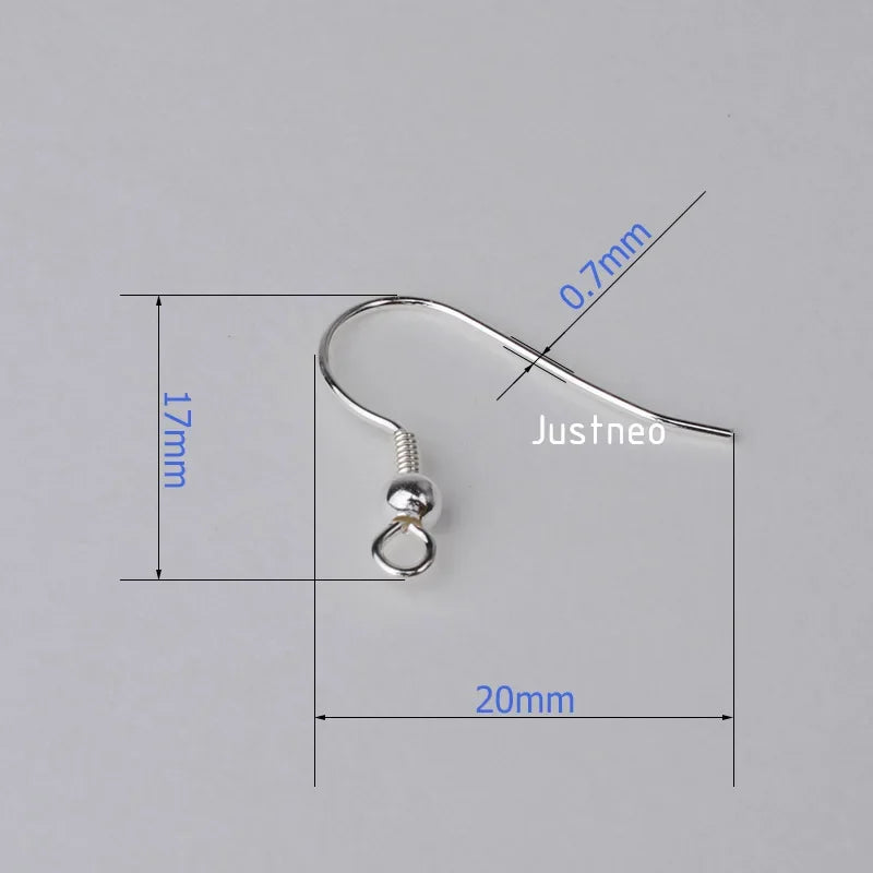 Solid 925 Sterling Silver Earring Hooks with Coil and 3 mm Ball Beads ,1pair