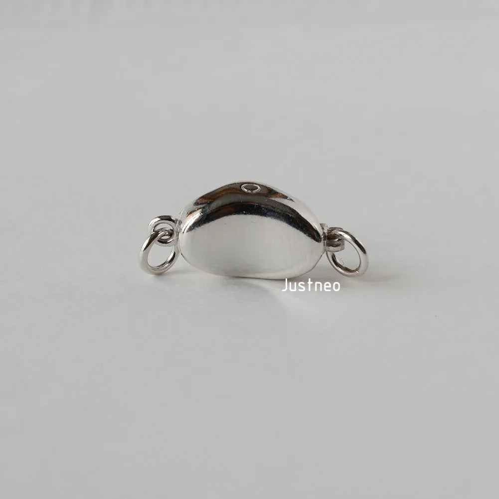 solid 925 sterling silver pea-shaped security tab clasp for necklace/bracelet