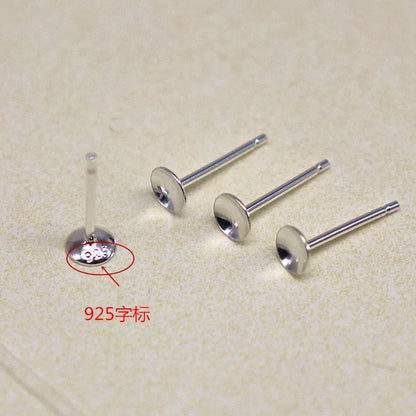 1Pair Solid 925 Sterling Silver Earring Post for Jewelry Making DIY Accessories with Cupped Pad for Pear Beads