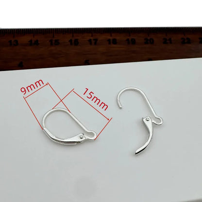 1Pair Solid 925 Sterling Silver Earring Hooks French Ear 15mm DIY Jewelry Making Accessories Finding Components
