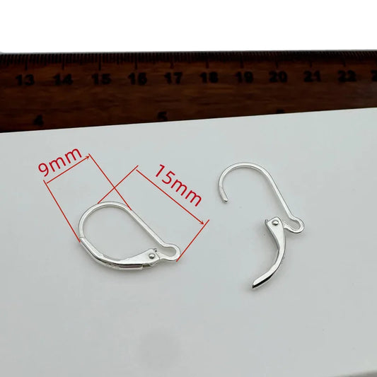 1Pair Solid 925 Sterling Silver Earring Hooks French Ear 15mm DIY Jewelry Making Accessories Finding Components