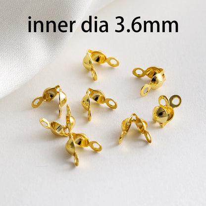 Brass Gold Plating Connector Clasp Ball Chain End Crimps, 100pcs