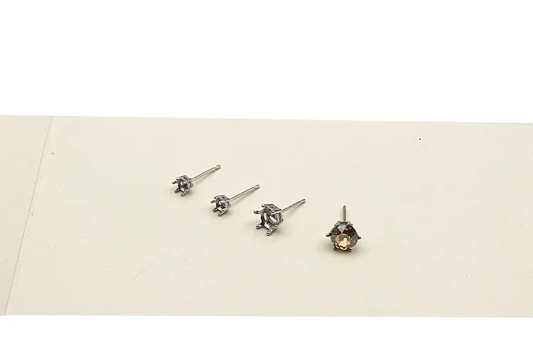 925 Sterling Silver DIY Accessories Earring Stud 6 Claw Settings for Round Crystal Beans Inlaying Findings Jewelry 6 5 4 3mm