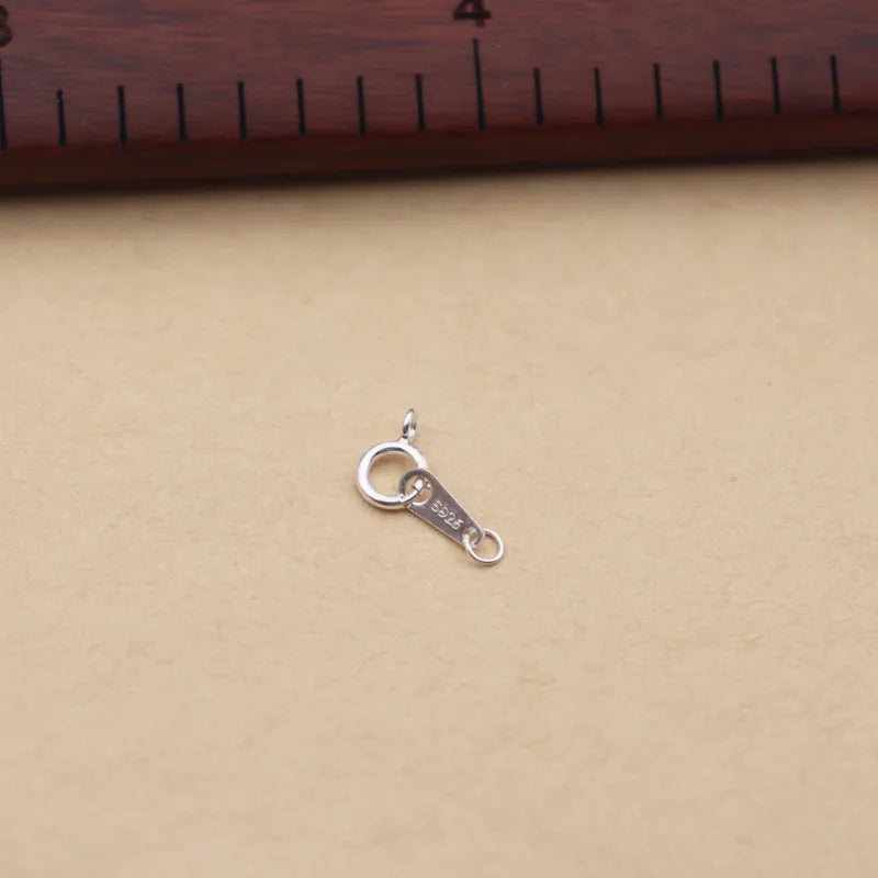1Set Solid 925 Sterling Silver Double Hole Tag Clasp End Sring Necklace DIY Connector Bracelet String Components Finding