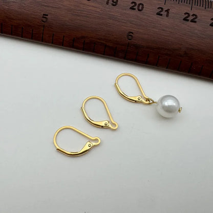1Pair Solid 925 Sterling Silver French Hooks 18k Gold Color 15mm DIY Earring Accessories Making Components Finding