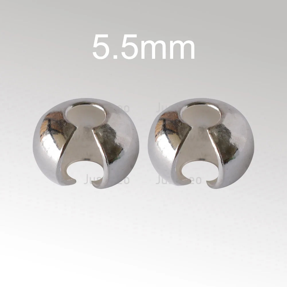 Silver Crimp Cover Bead, 925 Sterling Silver Loose Crimp Bead Knot Cover Hypoallergenic for Jewelry Making