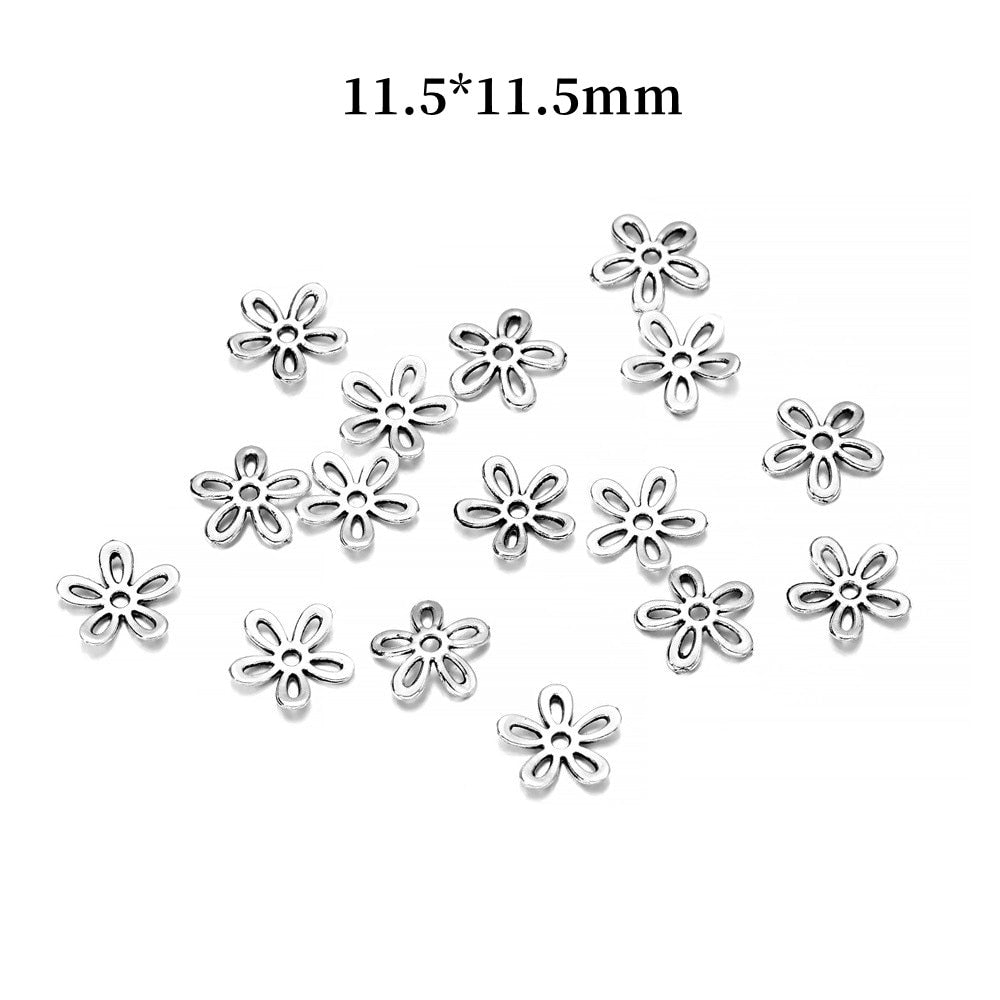11.5mm 5-Petal Hollow Antique Bead Caps, 50pcs