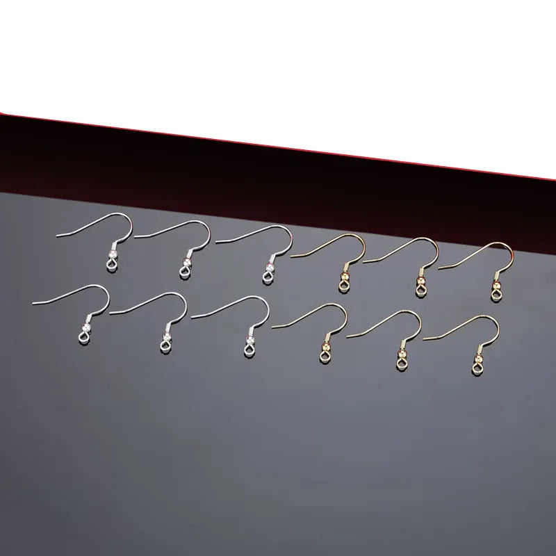 1Pair Solid 925 Sterling Silver Earring Hooks with Loop 18k Gold Color DIY Accessories Making Materials Finding