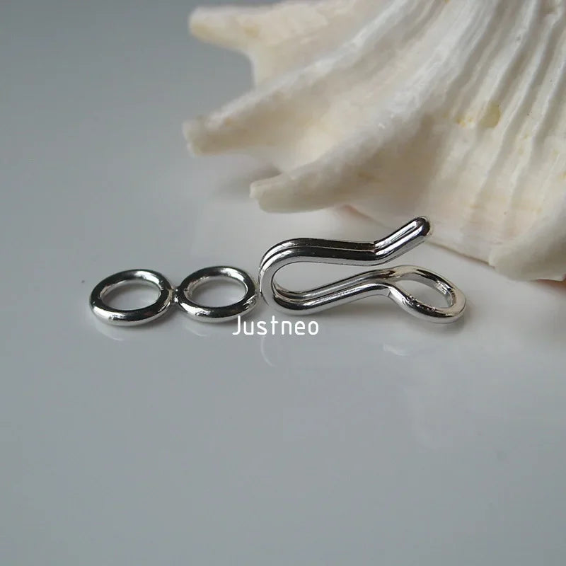 clasp,12mm (rhodium plated) solid 925 Sterling Silver  hook-and-eye clasps for necklace/bracelet components, 1 piece/lot