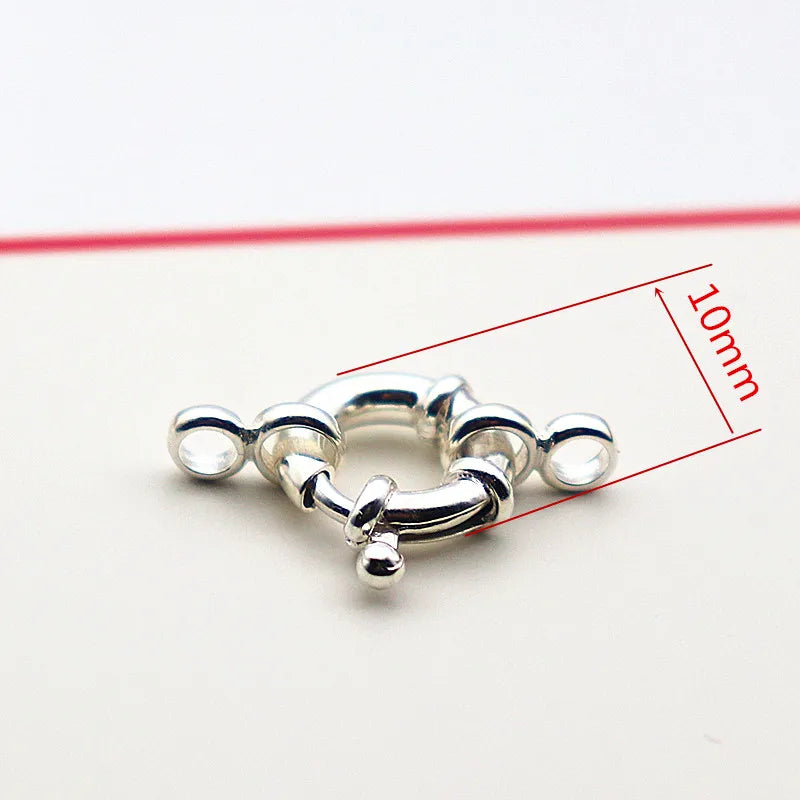 1Piece Solid 925 Sterling Silver Necklace Clasp 10/12/14mm Spring with 1 Strand Movable Nautical Ring for Bracelet DIY Jewelry