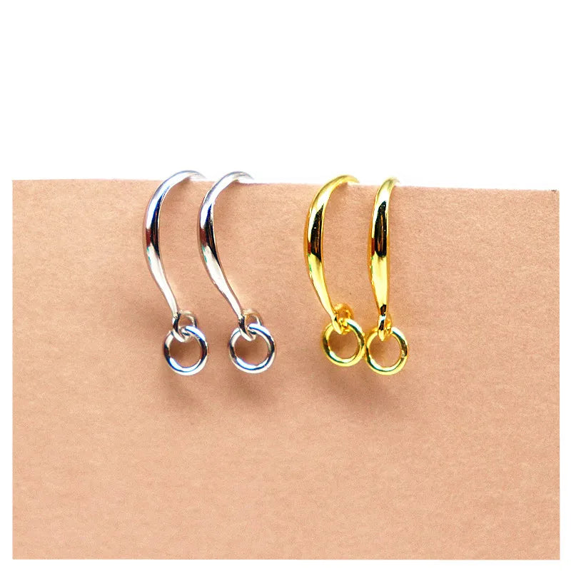 1 Pair Solid 925 Sterling Silver Earring Hook with Open Loop DIY Jewelry Componets Making Accessories Finding Original