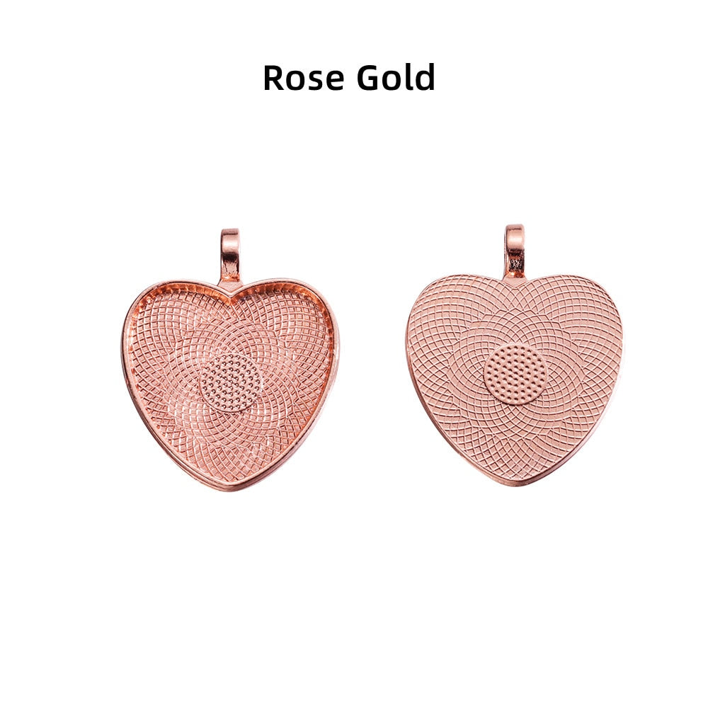 10pcs 25mm Heart-Shaped Cabochon Pendant Base