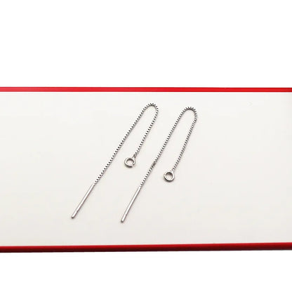 Solid 925 Sterling Silver Box Chain Earring Wire with Open Jump Ring DIY Jewelry Making Accessories Hypoallergenic 1 Pair