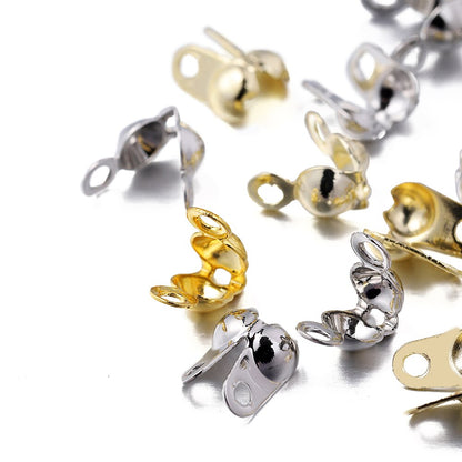 Brass Gold Plating Connector Clasp Ball Chain End Crimps, 100pcs