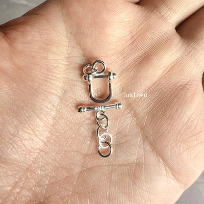 925 Sterling Silver Horseshoe Shape Toggle Clasp, Real Silver OT Bar Closure for Handmade Jewelry Design