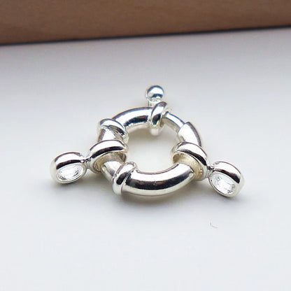 1Piece Solid 925 Sterling Silver Necklace Clasp 10/12/14mm Spring with 1 Strand Movable Nautical Ring for Bracelet DIY Jewelry