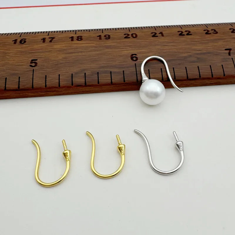1Pair Solid 925 Sterling Silver Pear Empty Hook Earring DIY Accessories Making Semi-Finished Components Jewelry
