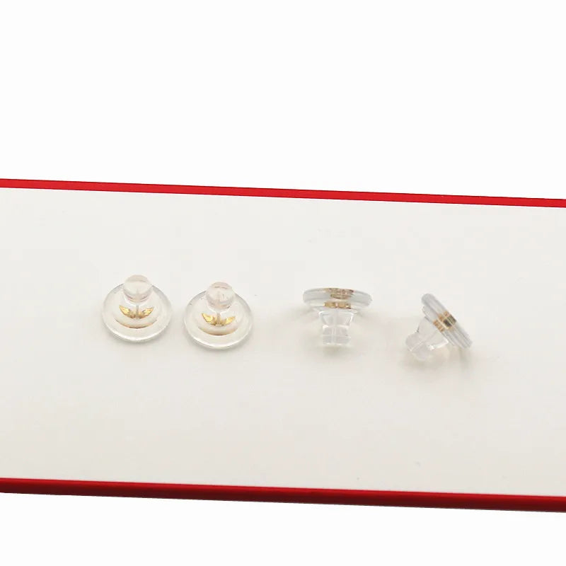 1Pair Solid 925 Sterling Silver 9mm Earring Backs Stoppers 18k Gold Plated Rubber DIY Jewelry Accessories Making