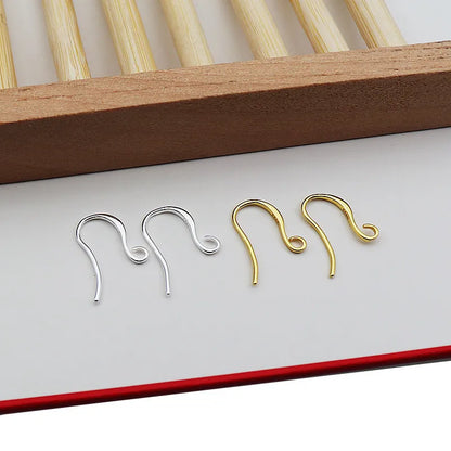 1 Pair Solid 925 Sterling Silver Earring Hooks 15mm  DIY Ear Hook  Making DIY Accessories Finding Components Finding