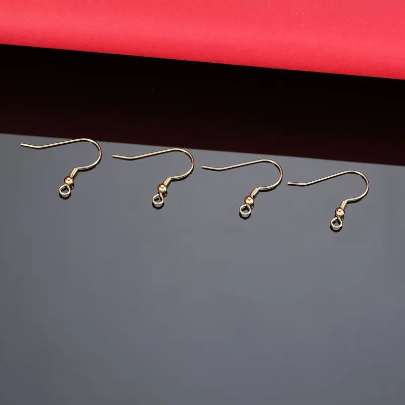 1Pair Solid 925 Sterling Silver Earring Hooks with Loop 18k Gold Color DIY Accessories Making Materials Finding